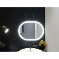Овальное зеркало в ванную комнату с подсветкой Визанно 90х60 см